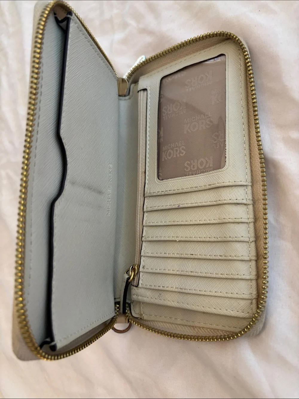 Michael Kors Off-White MK Monogram Shoulder Bag & Matching Zip Wallet Set